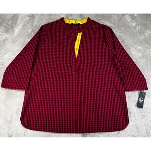 Emerson Street Tunic‎ Top Womens 1X Red Gingham NWT ASU Sun Devils Trident Logo
